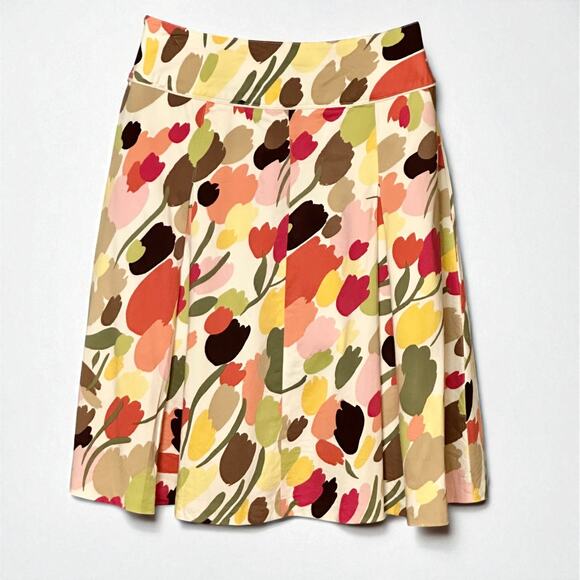 Y2K Talbots Pleated Tulip Print Floral Skirt Sz 12P Side Zip Preppy Cottagecore - Picture 9 of 10